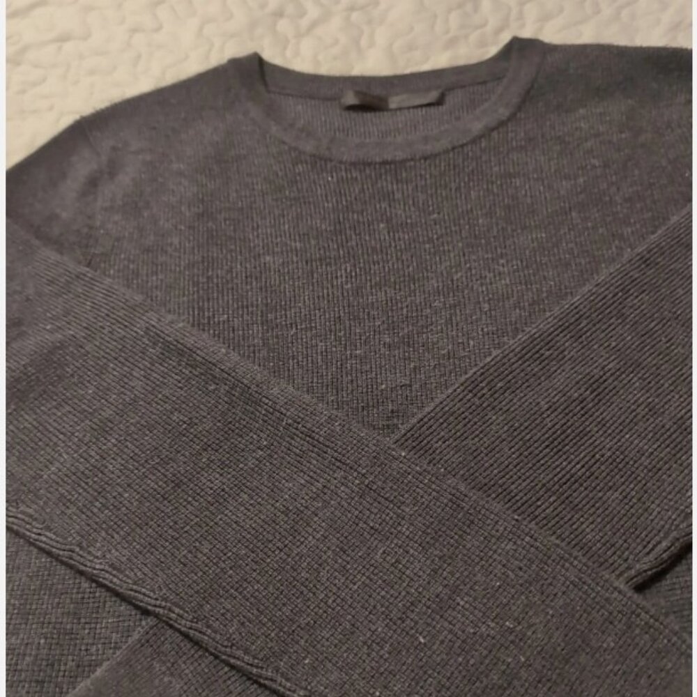 JENNI KAYNE 100%MERINO WOOL FISHERMAN SWEATER CHARCOAL SIZE SMALL PERFECT.